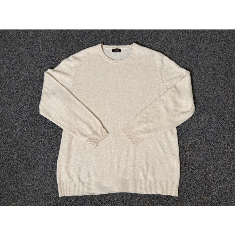 EUC Tasso Elba 100% Cashmere Beige Crew Neck Long Sleeve Sweater XL